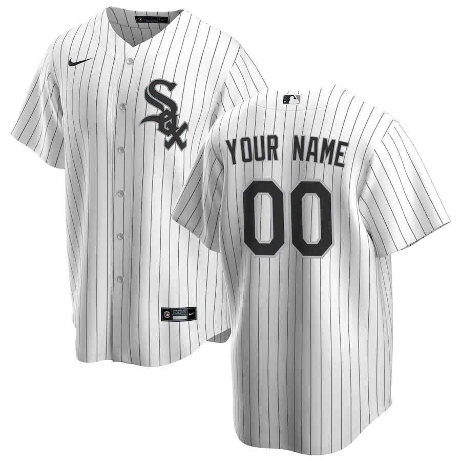 Mens Chicago White Sox Nike White Home Replica Custom MLB Jerseys->customized mlb jersey->Custom Jersey